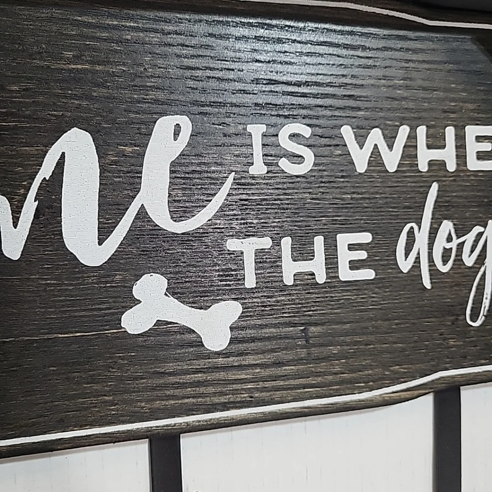 Don't Wall Plaque With Hook Home Is Where The Dog‎ Is Leash Holder Key Holder